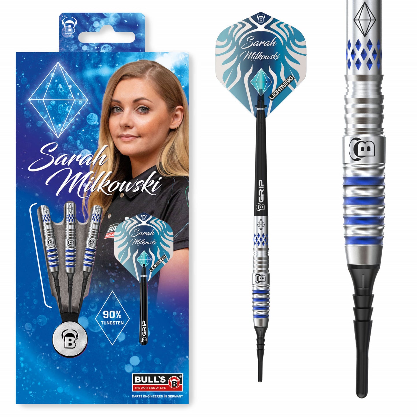 BULL'S Sarah Milkowski Soft Dart, 90 % Tungsten