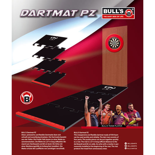 BULL'S Dart Mat, Puzzle Matte, Schaumstoff, inkl. Oche, 2,37 Meter